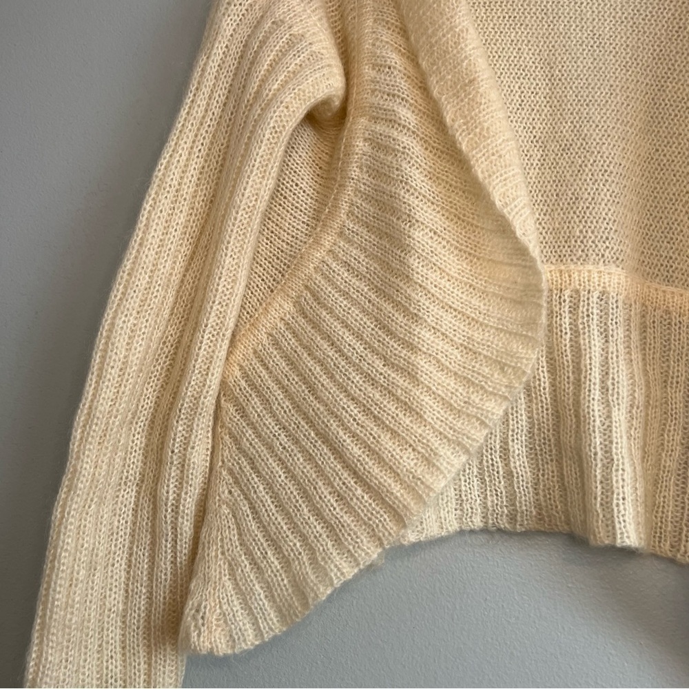 Free People Womens Mohair Blend Open Cardigan Cropped Cream Sz S Cottagecore - Picture 2 of 13